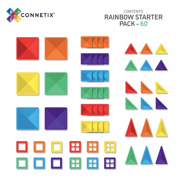 CONNETIX Rainbow Starter Pack 60 pièces by Citron Grenadine