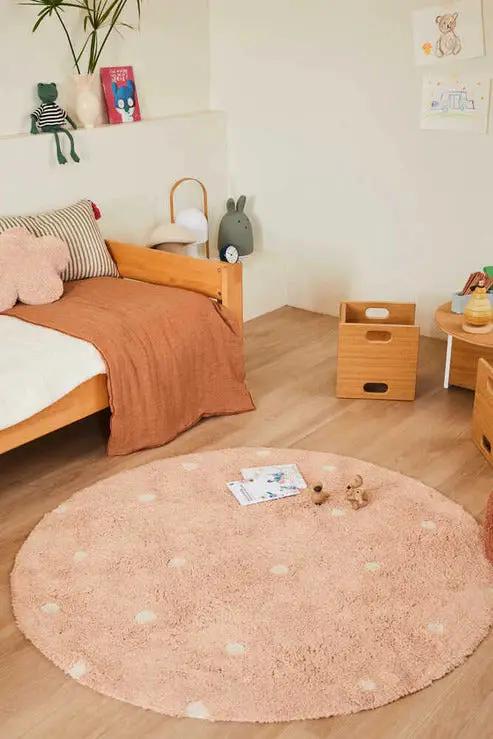 TAPIS LAVABLE ROND DOT ROSE by Citron Grenadine