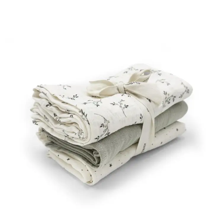 BABYSHOWER set de 3 langes / olive bloom by Citron Grenadine
