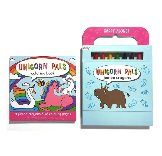 OOLY Carry Along Crayons & Coloring Book – Unicorn Pals +3 ans by Citron Grenadine