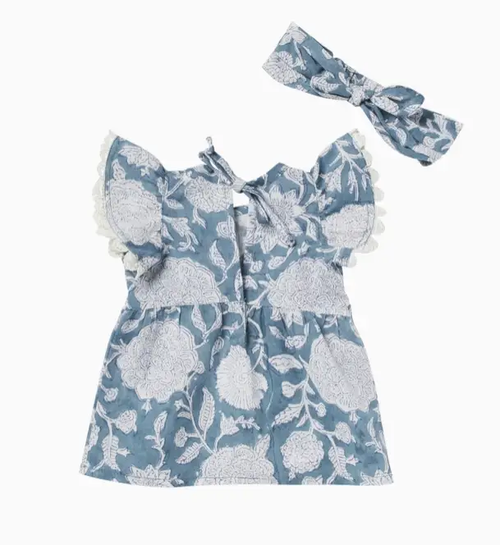 Bonheur du Jour robe Amicia pour poupées Tupia bleue by Citron Grenadine