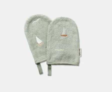DEAR APRIL paw gants de toilette / sailboats by Citron Grenadine