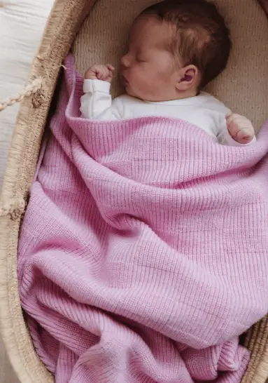 HVID Couverture bébé laine mérinos Ivy cotton candy – plaid naissance naturel by Citron Grenadine