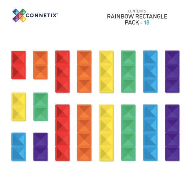 CONNETIX Rainbow Rectangle Pack 18 pièces by Citron Grenadine
