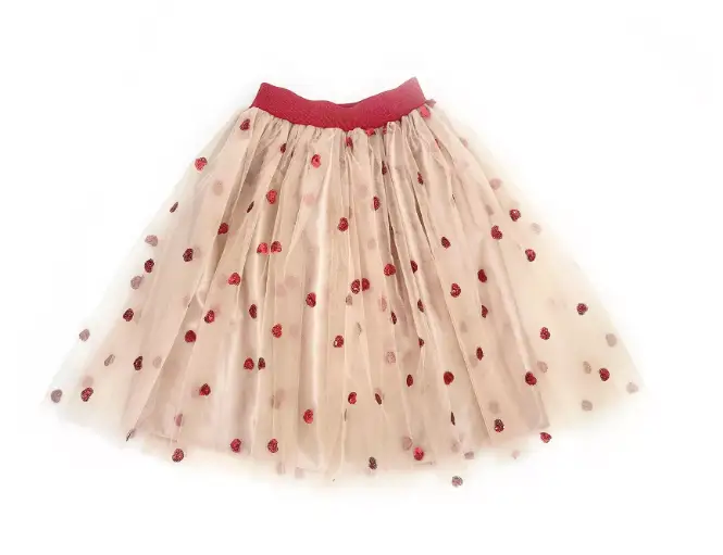 RATATAM Jupon Célestine long - Beige à coeur rouge by Citron Grenadine