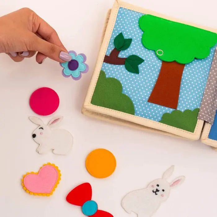JOLLY DESIGNS livre d'éveil funny bunny, feutrine colorée, Citron Grenadine; plusieurs pièces