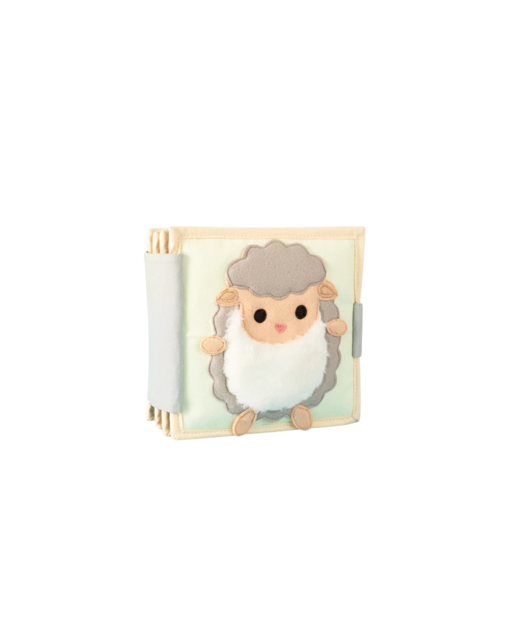 Livre d’éveil en tissu JOLLY DESIGNS avec mouton heureux, 4m+, Citron Grenadine, pastel beige/vert