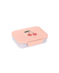 LÄSSIG bento lunchbox happy fruits cherry, peach-pink lid with lavender body and two smiling cherries