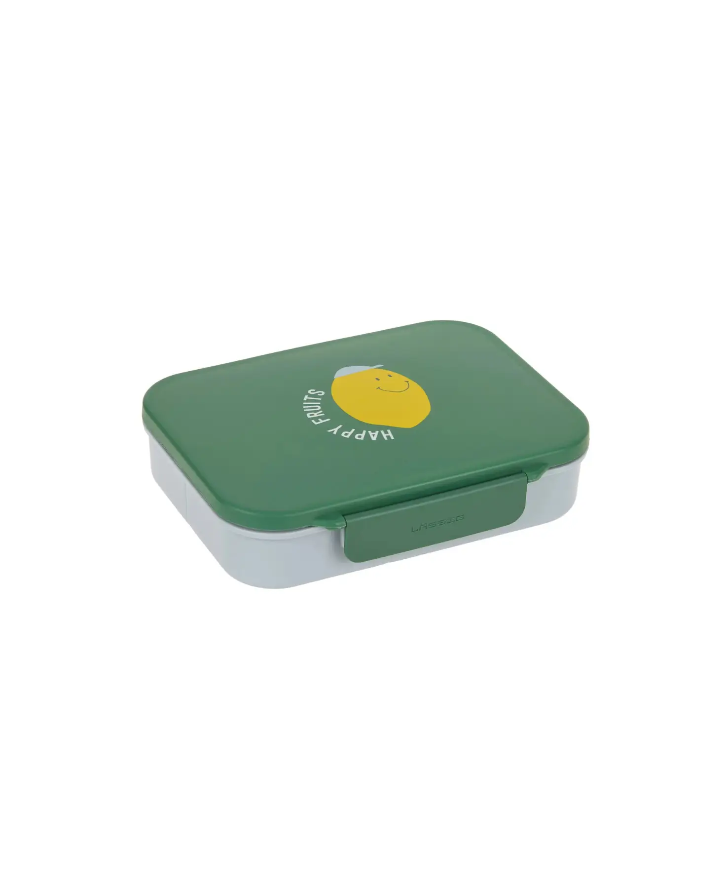 LÄSSIG bento lunchbox happy fruits lemon, green lid, Citron Grenadine
