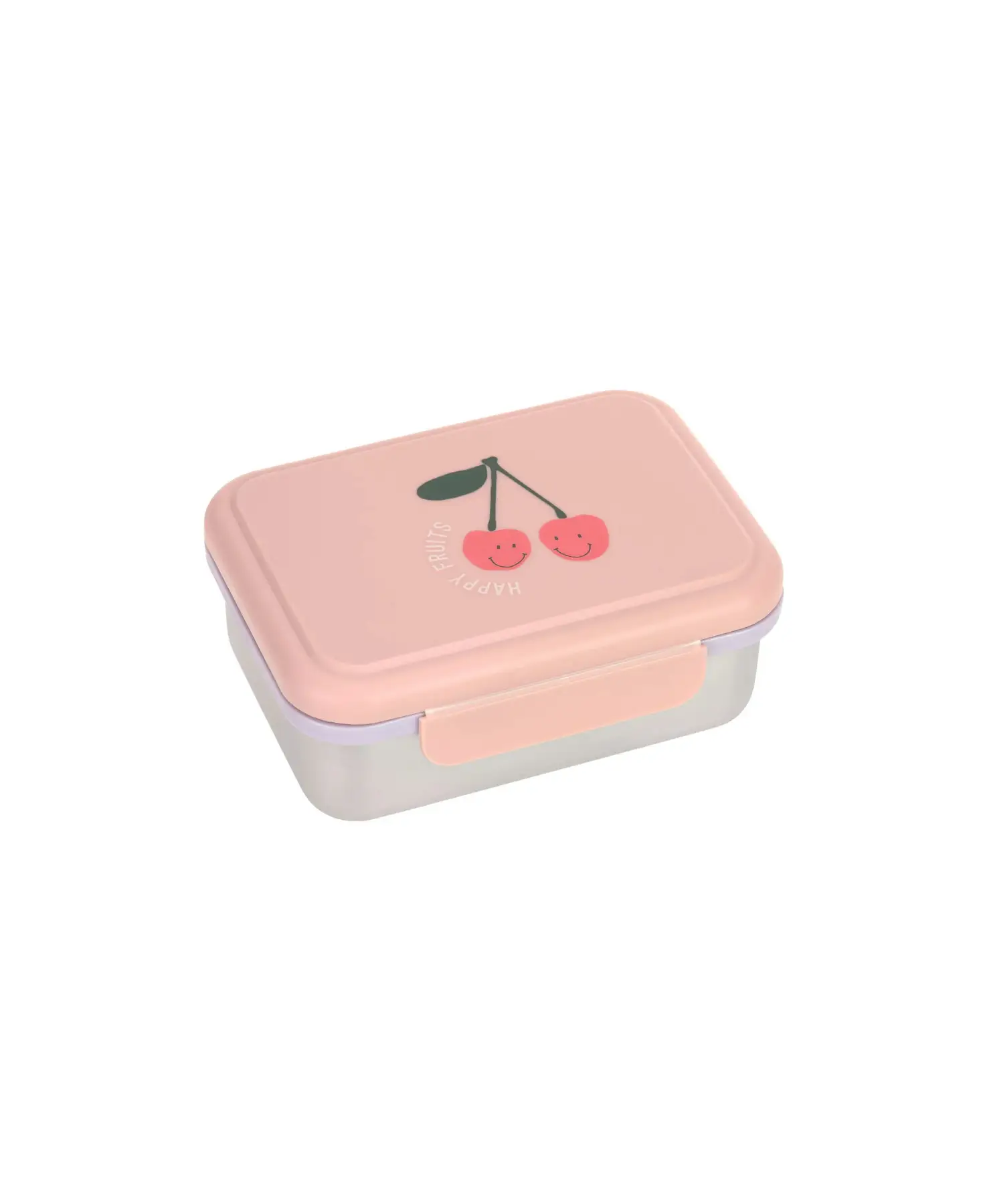 LÄSSIG lunchbox happy fruits cherry, pink lid with two smiling cherries