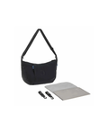 Black LÄSSIG Lunua diaper bag with adjustable strap; includes changing mat and clips by Citron Grenadine