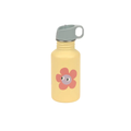 Gourde LÄSSIG 500 ml jaune avec fleur rose et bouchon gris à anse