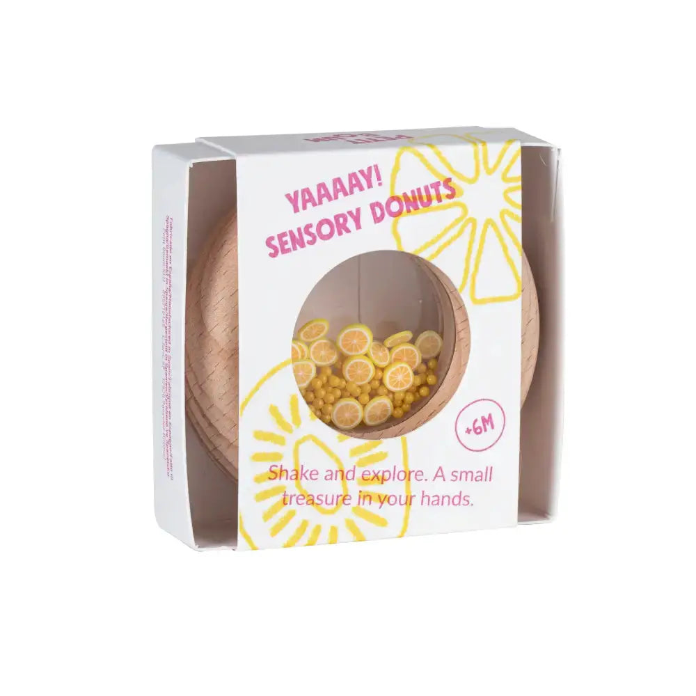 Petit Boum sensory lemon donut teething toy by Citron Grenadine