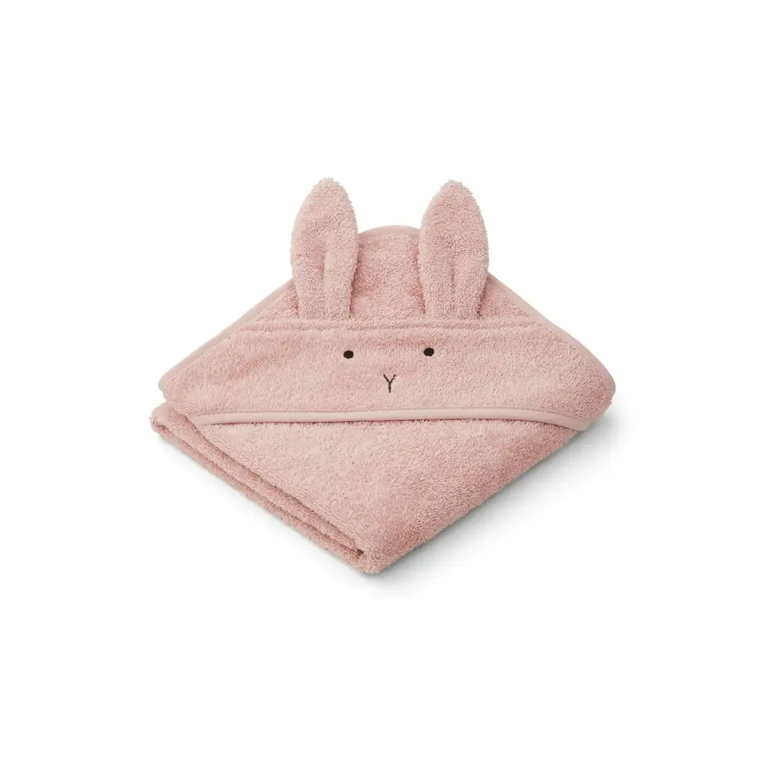LIEWOOD Albert bath cape, pink rabbit design for baby bathing