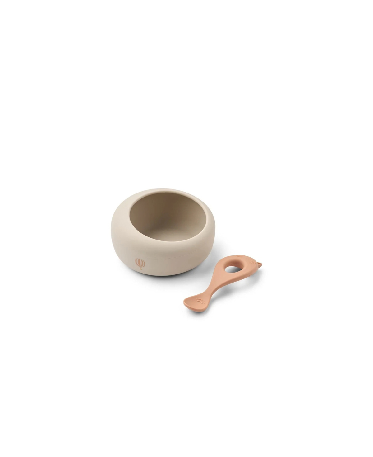 LIEWOOD repas sparia bowl and peach spoon; beige bowl with peach spoon, 2-piece tableware set.