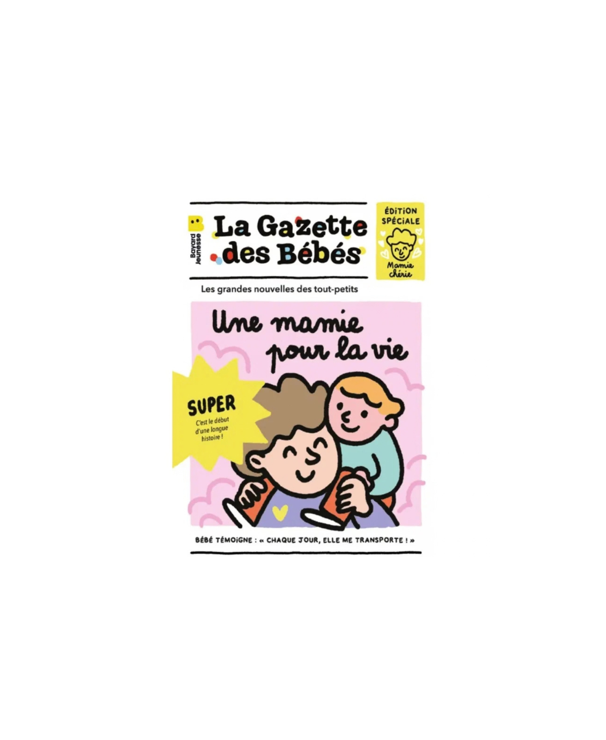 POPPIK livre d'éveil La Gazette des Bébés: Une mamie pour la vie, couverture rose illustrée