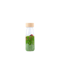 PETIT BOUM bouteille sensorielle en verre avec bouchon en bois; tiges vertes et coccinelles rouges – jouet d’éveil
