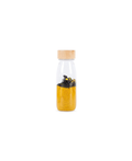 PETIT BOUM bouteille sensorielle en verre avec bouchon en bois, perles jaunes et abeilles noires – Citron Grenadine