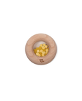 Petit Boum donut sensoriel teether with lemon beads in a natural wooden ring by Citron Grenadine