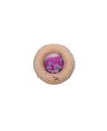 Petit Boum donut sensoriel teether in natural wood with purple beads by Citron Grenadine