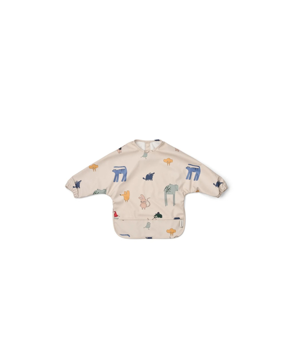 LIEWOOD Merle baby bib imagine sandy color with pastel animal print on beige fabric