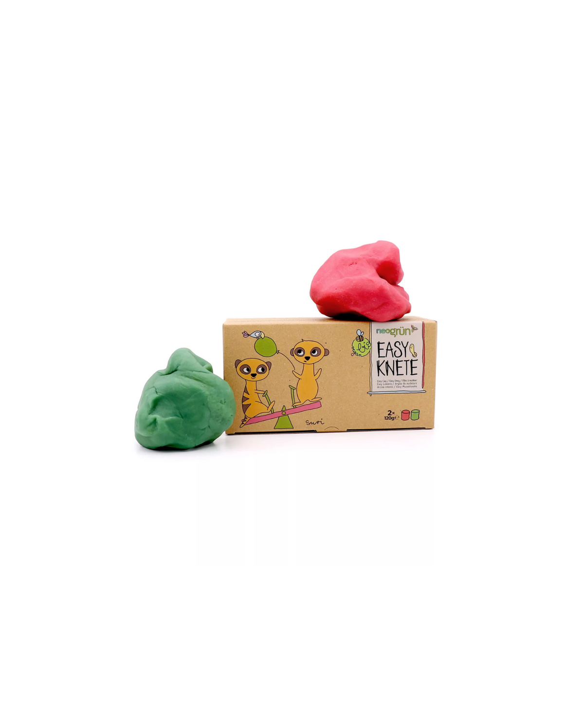 NEOGRÜN pâte à modeler végane bio set suri rouge et vert, Citron Grenadine