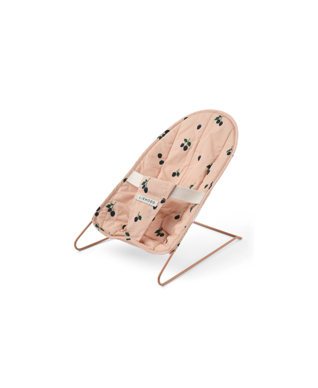 LIEWOOD relax doll lounger Mabel, peach fabric with berry print, rose metal frame