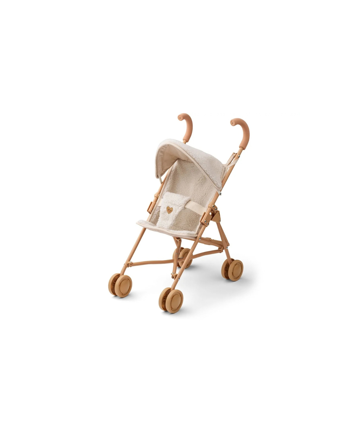 Poussette poupée Elsie mini me sandy en bois beige avec intérieur moelleux crème