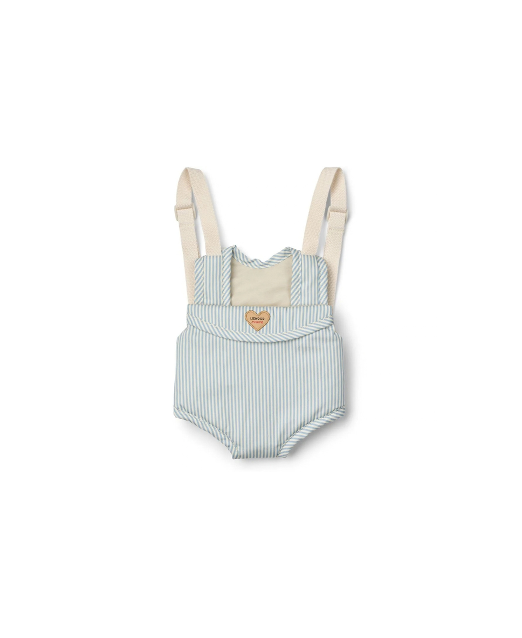 Porte-poupée Eleanor Liewood stripe beach blue avec bretelles beige, accessoire poupées