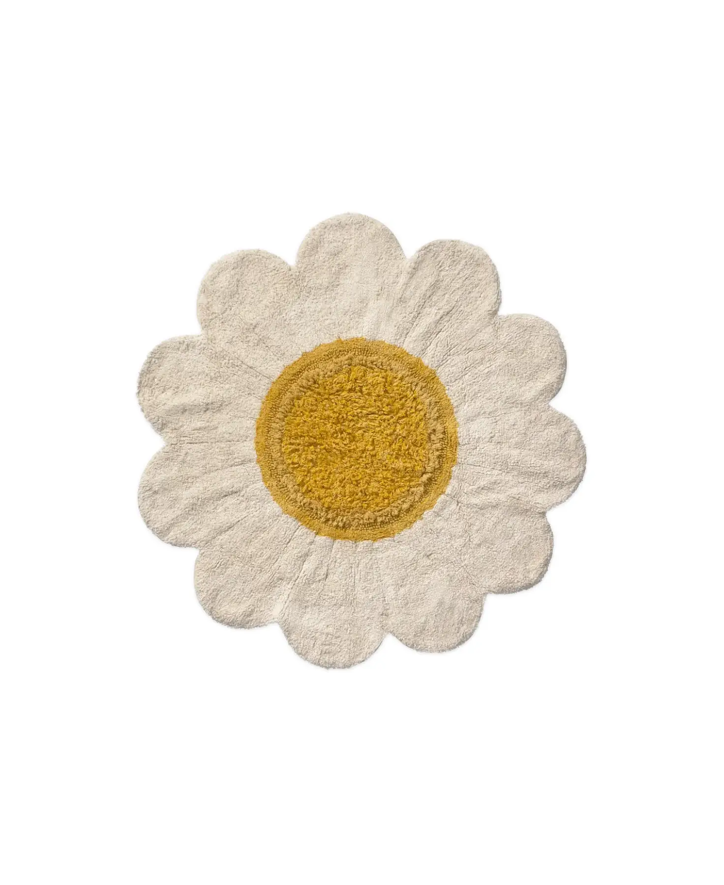 Tapis marguerite blanche lavable avec centre jaune, petit tapis Citron Grenadine