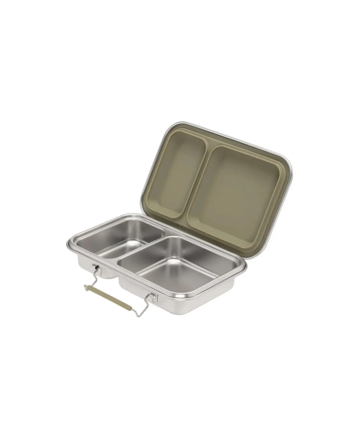 HAPS NORDIC stainless steel lunchbox with two compartments and olive lid