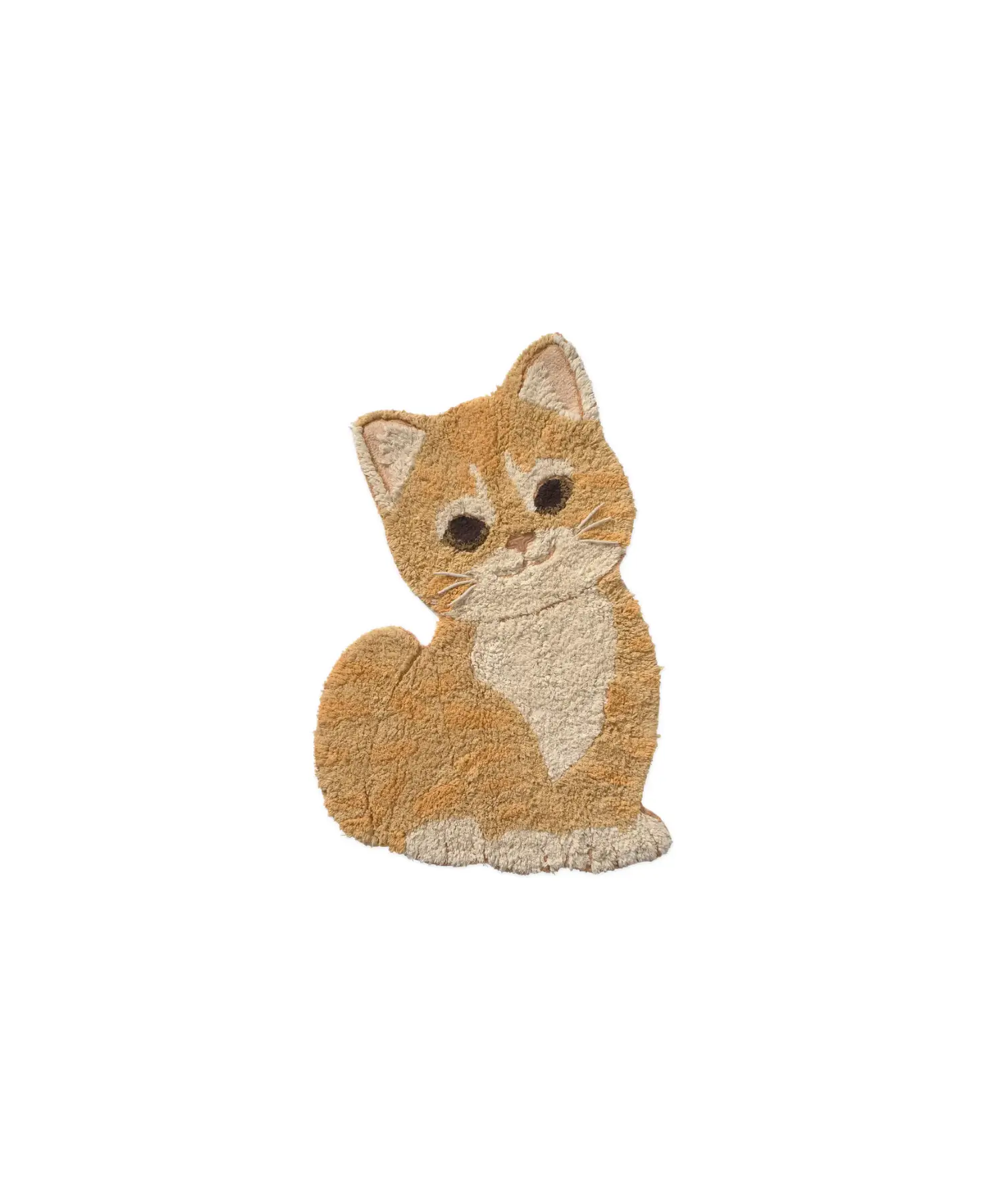 Petit tapis en forme de chat orange et crème, lavable, Citron Grenadine – Ginger the cat