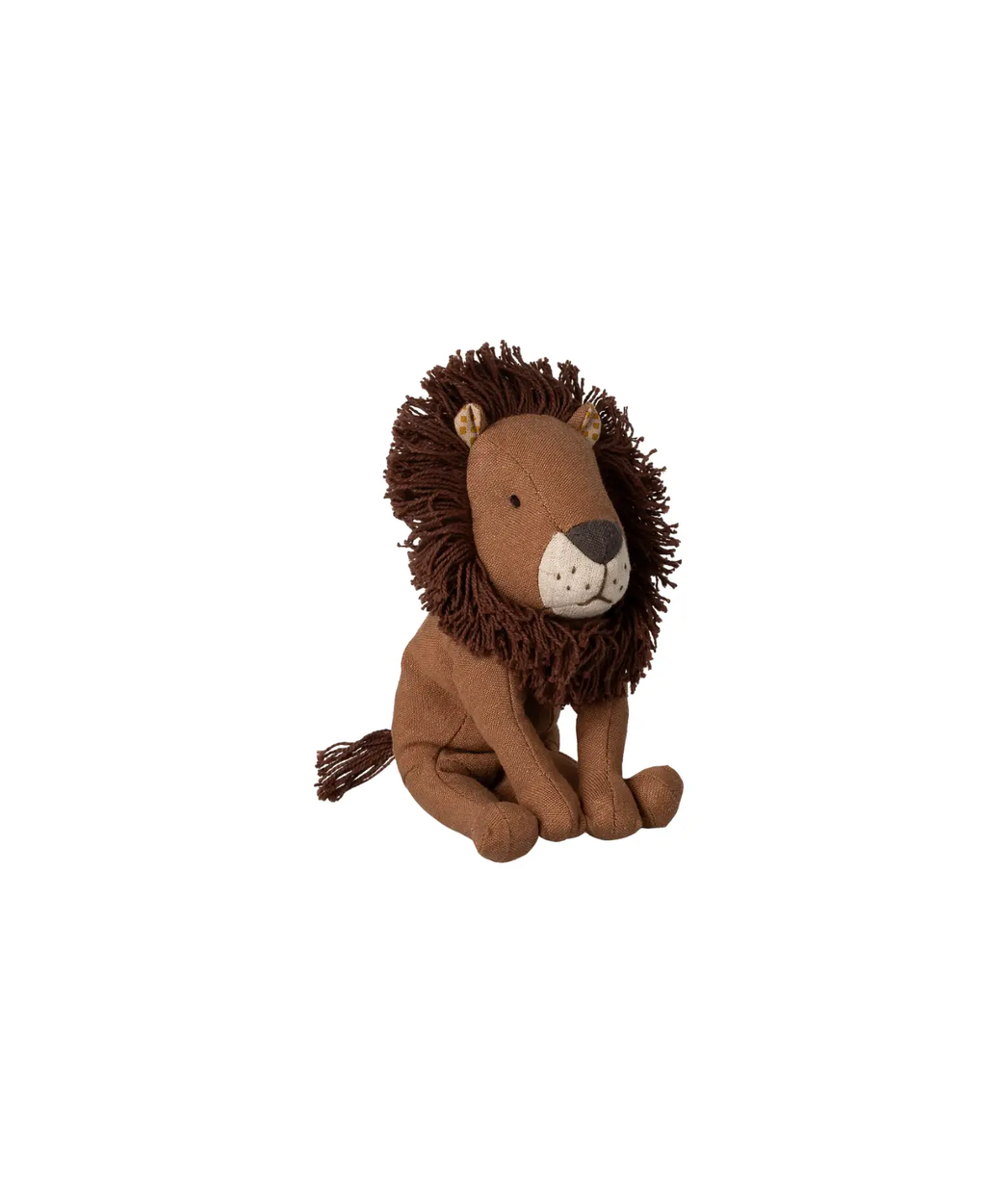MAILEG little leo plush lion, brown fabric with dark brown mane, Citron Grenadine.