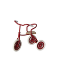 MAILEG abri à tricycle rouge pour poupées, cadre rouge, siège en bois et roues blanches