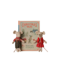 Maileg Christmas two beige fabric mice in a book, red outfits