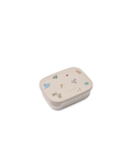 Lunchbox LIEWOOD arthur/tamtam sandy, beige container with colorful bicycle and bird illustrations on lid