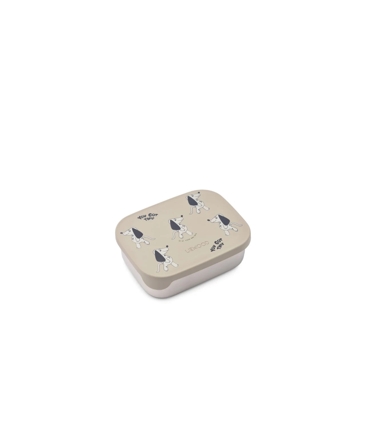 LIEWOOD lunchbox Arthur/Dakota dog mist, beige lid with playful dog prints Citron Grenadine