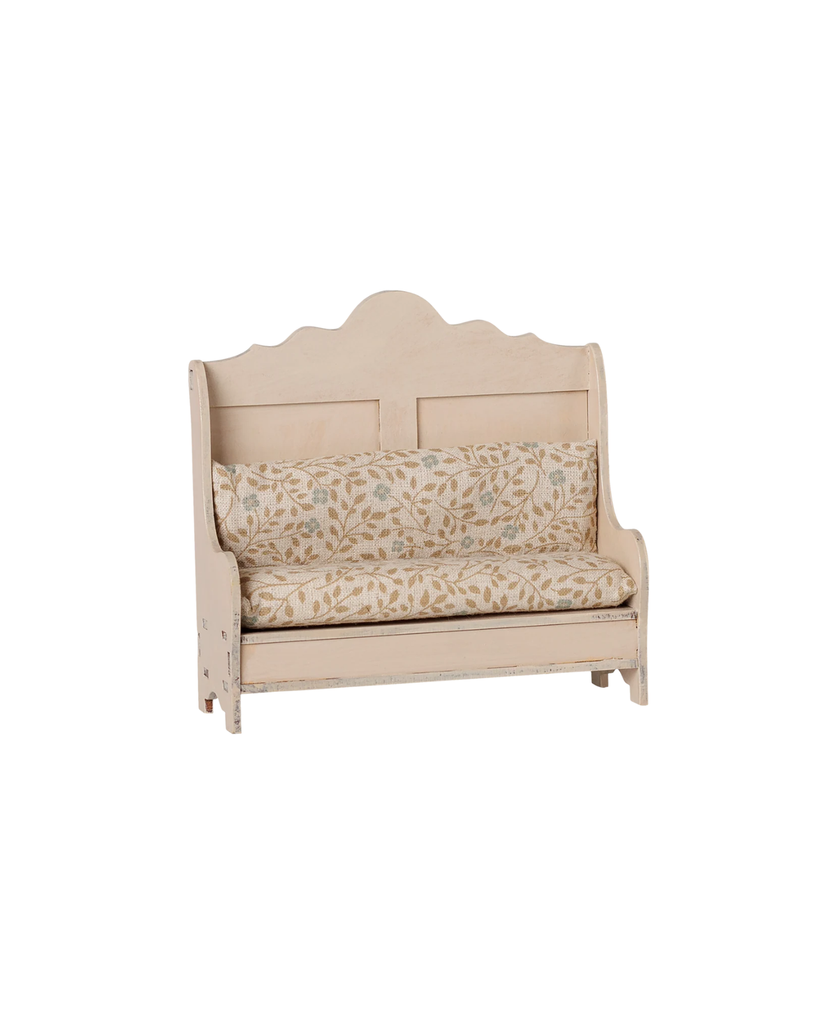 MAILEG banquette in light sand with beige floral cushions