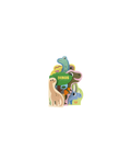 MARCEL ET JOACHIM livre dinos 0+ display with colorful dinosaur cutouts stacked, green DINOS label