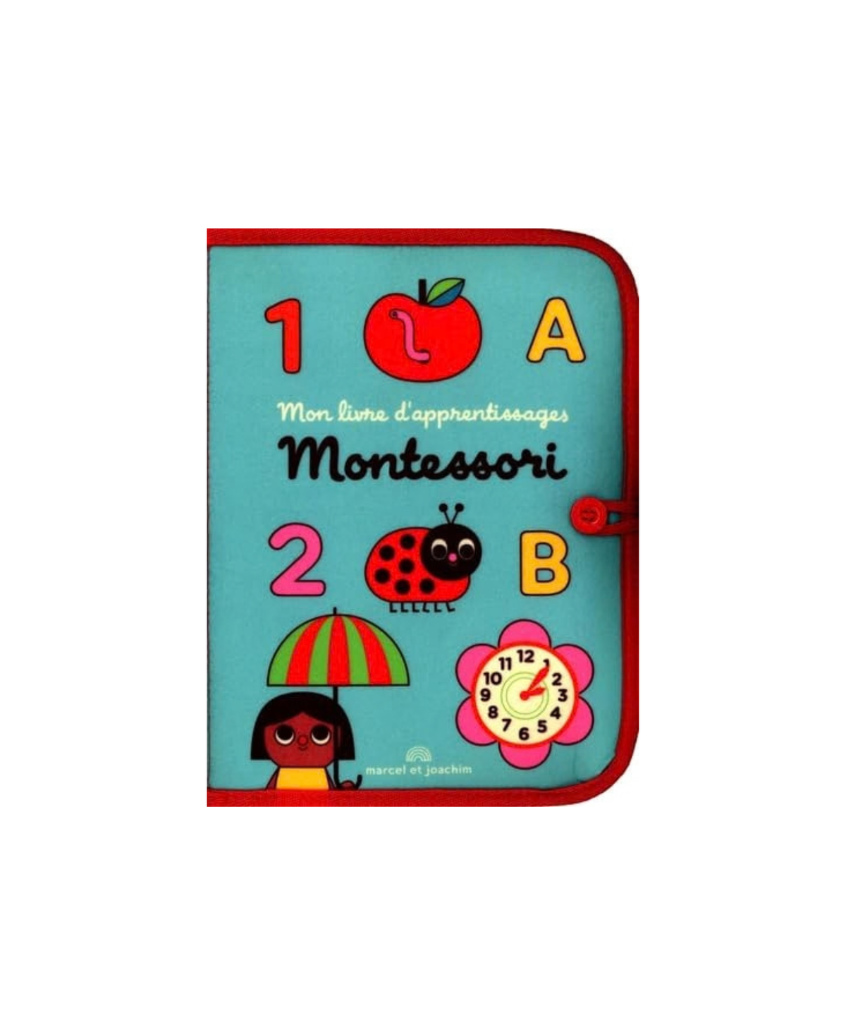 Mon livre d'apprentissage Montessori Marcel et Joachim, couverture turquoise avec chiffres et lettres