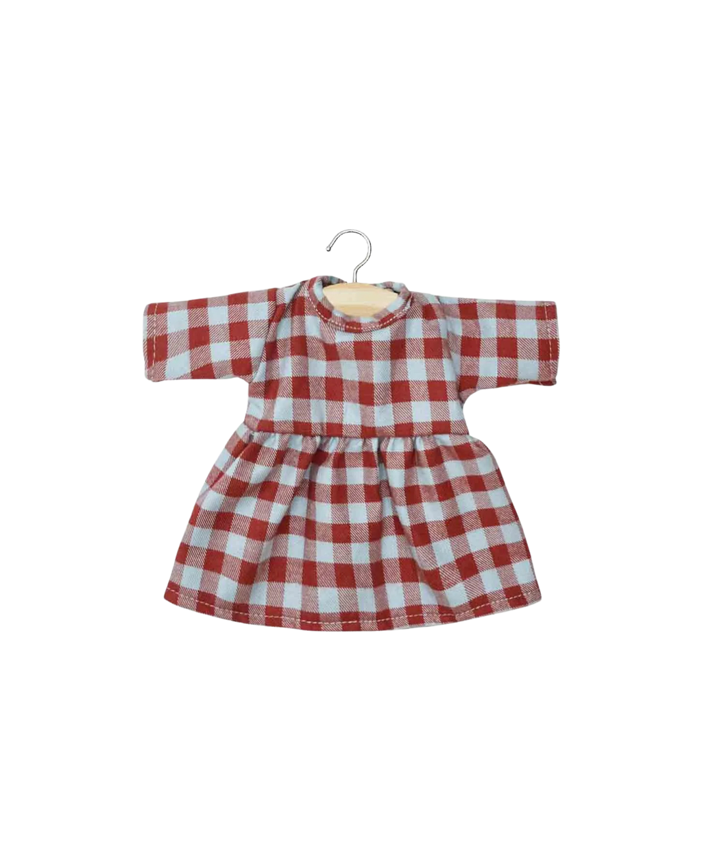 MINIKANE robe Faustine pour poupée 34 cm en vichy rouge et blanc