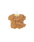 MINIKANE Eva barboteuse 28 cm caramel pour poupée sur cintre; vêtement en velours côtelé.