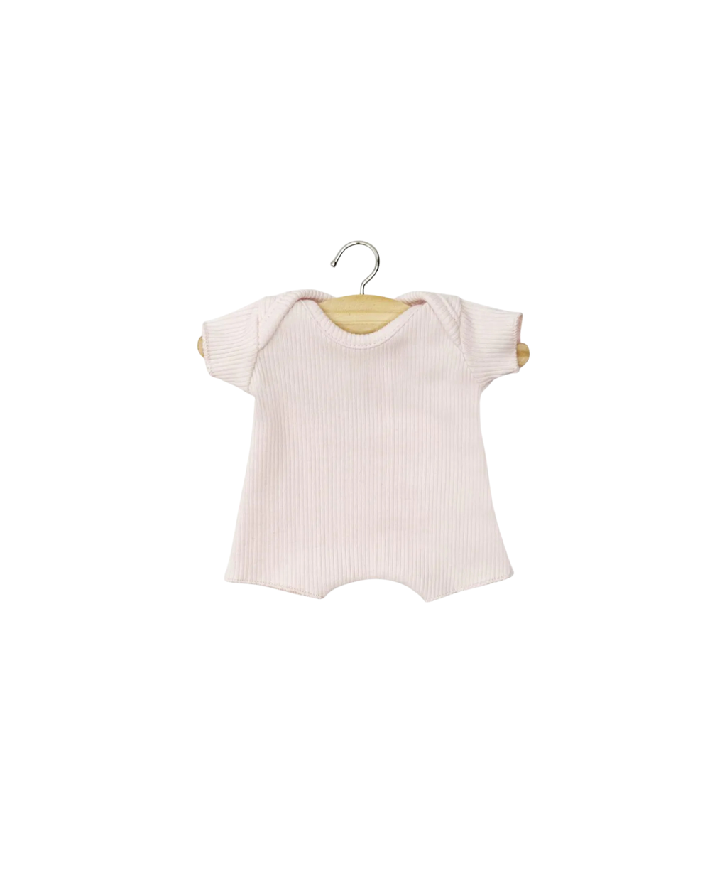 MINIKANE body shorty doll outfit in rose pastel ribbed fabric for 28 cm dolls by Citron Grenadine