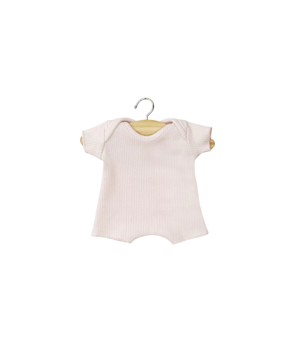 MINIKANE body shorty doll outfit in rose pastel ribbed fabric for 28 cm dolls by Citron Grenadine
