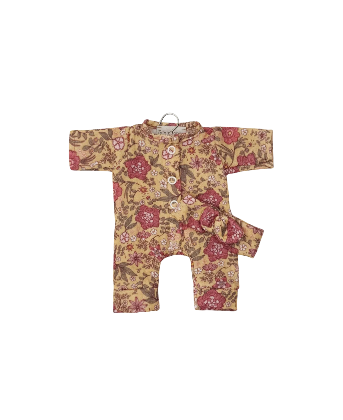 MINIKANE Lily doll romper 28 cm in beige floral autumn print, Citron Grenadine