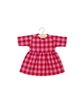 Robe MINIKANE Faustine pour poupée 34 cm en vichy cerise à carreaux rouges et roses