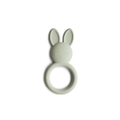 Mushie bunny teether with ring handle in sage green