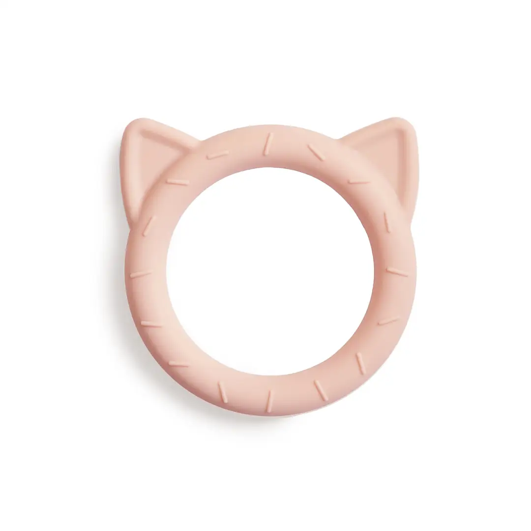 MUSHIE hochet de dentition rose, anneau en silicone en forme d'oreilles de chat