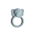 MUSHIE elephant teether ring in blue silicone for baby teething