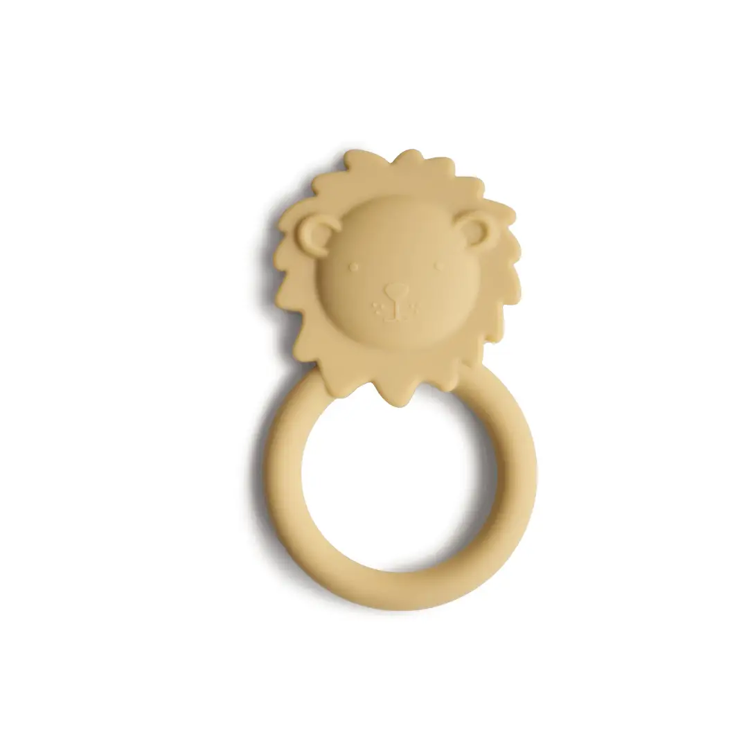 MUSHIE hochet de dentition lion en silicone beige par Citron Grenadine